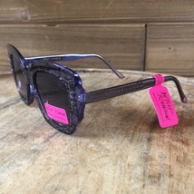 NWT Betsey Johnson Square Lens Studded Snakeskin Sunglasses in purple Black - £21.92 GBP
