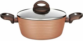 Cooking Pot With Lid - Non-Stick Stylish Kitchen Cookware With Coffee In... - £51.10 GBP