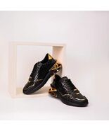 The Bellagio Black &amp; Gold Leather Men Sneaker - $295.90