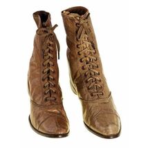Rare Antique Childrens 1869 Civil War Era Tan High Lace Boots, Childrens  - $106.92