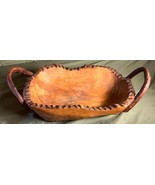 Old Vintage Carved Wood Wooden Bowl Handles Basket Centerpiece Primitive... - $61.75