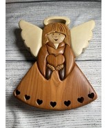Hand Crafted Wooden Angel Halo 3D Plaque Wall Hanging Religious Decorati... - $152.05 MXN