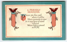 Patriotic Postcard A Friendly Reminder Eagles Flag Stars Stripes A.M. Da... - $14.25