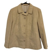Cyril Creation Suisse Vintage Blazer Jacket Size 12 Large Bone Beige Fau... - $16.55