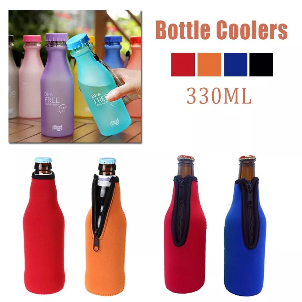Insulated Beer Bottle Sleeves Coozie Neoprene Coolers Bag Zipper Coozie ... - £9.47 GBP