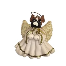 Vintage Cecile Baird Angel Boxer Dog Christmas Ornament Clay Signed - £19.97 GBP