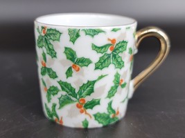 Inarco Demitasse Cup ONLY E-943 Porcelain Holly Leaves and Berries Repla... - $9.98