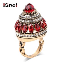 Hot Big Vintage Ring Turkish Jewelry Unique Natural Stone Rings For Women Antiqu - £9.78 GBP
