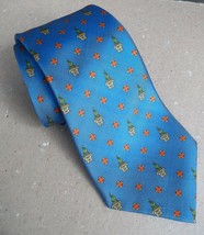 Silk Neck Tie Olimpo NWT Made in Spain Blue Background All Over Design - £23.35 GBP