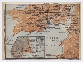 1914 Original Antique Map Of Vicinity Of Ajaccio / Corsica Corse / France - £17.17 GBP
