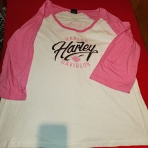 Harley Davidson Women&#39;s White &amp; Pink 3/4 Sleeve, double sided, 22&quot; pit t... - £12.35 GBP