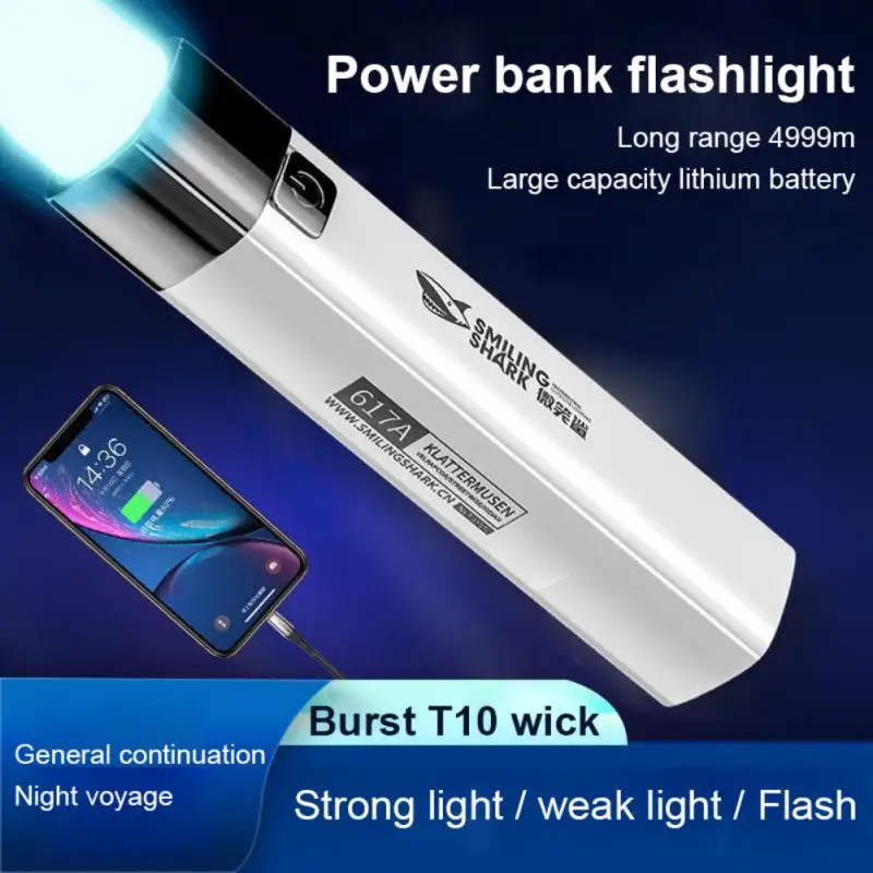 Portable Flashlight 1200mAh Power Bank Waterproof Strong Light Tactical Ліхтарик - £9.33 GBP+