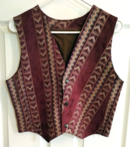 Men&#39;s Burgundy Sueded Leather Snap Button Southwestern Navajo Vest (S) - $39.10