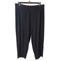 EILEEN FISHER Large Black Pull On Pants Ankle Tapered High Waist W/ Pockets - $41.46