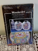 Wonder Art Stamped Embroidery Kit 9259 Sweet Dream Clowns 2 Baby Bibs Brand New - £9.82 GBP