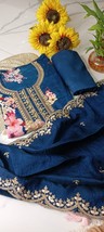 Blue Muslin Silk Semi Stitched Salwar Suit, Gift for her - £84.27 GBP