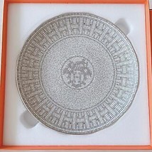 Hermes Mosaique au 24 Dessert Plate 21 cm Platinum silver porcelain - $347.37