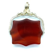 Antique Sterling Victorian Spinning Carnelian Stone Reversible Fob Charm Pendant - £67.47 GBP