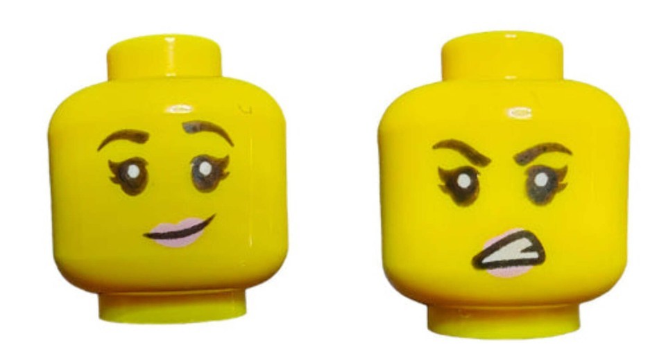 Minifigure Head Dual Sided Female, Black Eyebrows - UB1395 - $1.31
