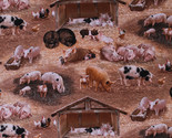 Cotton Pigs Piglets Barns Farm Animals Cotton Fabric Print by the Yard D... - $12.95
