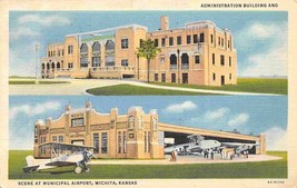 Municipal Airport Planes Wichita Kansas 1941 linen postcard - $6.93