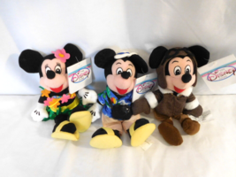 Disney Tourist Mickey + Hula Minnie + Pilot Mickey Mouse plush beanie Doll toy   - $29.72
