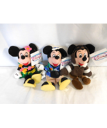 Disney Tourist Mickey + Hula Minnie + Pilot Mickey Mouse plush beanie Do... - £23.21 GBP