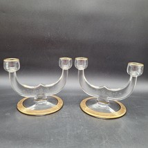 c1950s Two (2) Glastonbury Rambler Rose Gold Encrusted Double Candlestic... - $69.29