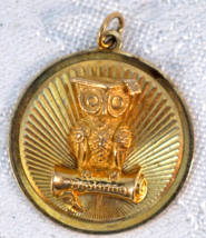 14K Gold Pendant / Dankner Charm Wise Owl Perched n Diploma Graduation Gift - £443.64 GBP