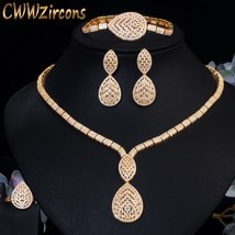 Luxury Big Water Drop Women Party Earring Bracelet Ring Necklace 4pcs Sets Afric - £58.37 GBP