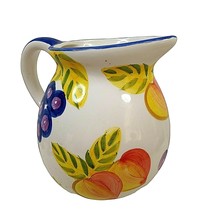 Vintage Orchard Pitcher Jubilee Artists Touch Fruit Peaches Grapes Blue Trim - £14.05 GBP