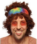 Brown Afro Hippy Men Wig-Synthetic Men&#39;s 60s 70s Chick Costume Halloween... - £11.02 GBP