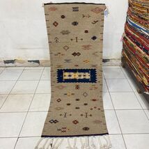 Handmade Akhnif Kilim Runner Rug: Berber Heritage, Flat-Woven - $501.50