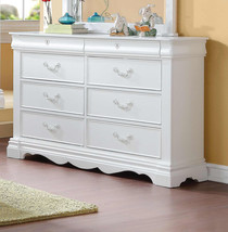 56" White Solid Wood Eight Drawer Double Dresser - $21,343.96 MXN