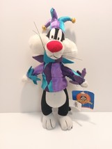 Vtg- 1997 Looney Tunes SYLVESTER the JESTER 12&quot; stuffed plush Warner Bros w/Tag. - £7.86 GBP