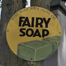 Vintage Fairy Soap &#39;&#39;Pure Soap With Olive Oil&#39;&#39; Porcelain Gas &amp; Oil Pump Sign - £100.18 GBP