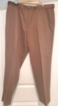 Covington Wrinkle Free Dress Pants Men&#39;s Size 42X30 Brown Flat Front 100% Cotton - $23.70