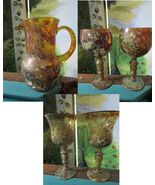 Red Moss Neiman Marcus Agate Marble Wine Water Goblet Pitcher Made Polan... - $2,362.91 MXN