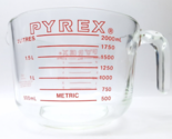 PYREX 8 Cups 64 OZ 2 QT Litre Large Clear Glass Measuring Bowl Red Lette... - £34.74 GBP