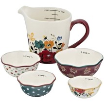 Pioneer Woman Autumn Harvest Measuring Cup Bowls Timeless Floral Stoneware 5-pc - £31.90 GBP