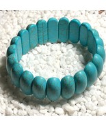Blue Howlite Beaded Stone Stretch Chunky Bracelet Fashion Jewelry - $369.07 MXN