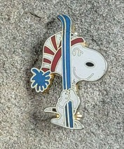 SNOOPY White Red Hat with Blue Skiis Resorts Ski Charlie Brown Lapel Pin... - $9.99