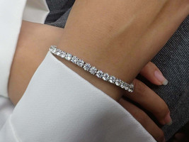 25Ct Round Cut Lab Created Diamond Tennis Bracelet 14k White Gold Finish 7 Inch - £114.29 GBP