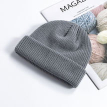 Thick Beanie warm Plain Knit Hat Baggy Cap Cuff Slouchy Skull Hats Ski Gray - £9.77 GBP