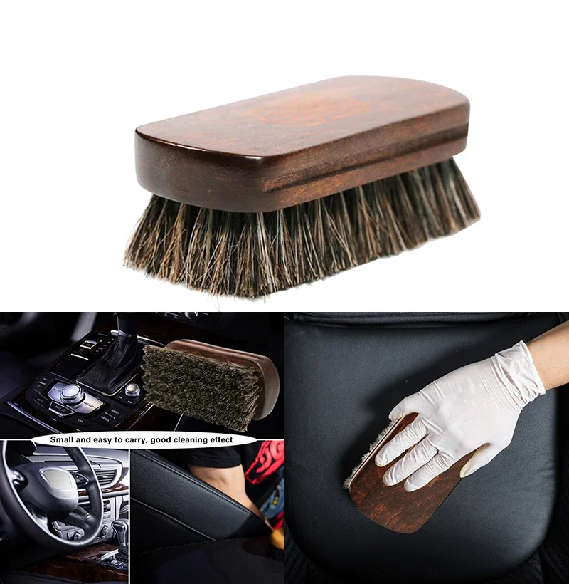 Horsehair Leather Textile Cleaning Brush for Car Interior Furniture Apparel Bag - £11.45 GBP