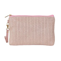 Straw Wristlets Clutch Light Pink - $301.58 MXN