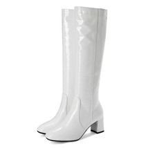 Autumn Winter Women‘s High Knee Boots Patent Leather Knee High Boots Women Water - £55.42 GBP
