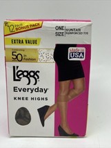 L&#39;eggs Everyday Knee Highs Suntan Reinforced Toe 12 Pair Bonus Pack One ... - $11.99