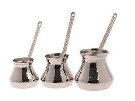 LaModaHome Handmade Turkish Arabic Greek Silver Color Serving Coffee Pot Cezve I - £50.83 GBP