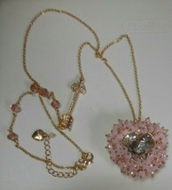 Betsey Johnson Rhinestone Crystal Heart/ Arrow Magnetic Locket Necklace - £39.38 GBP